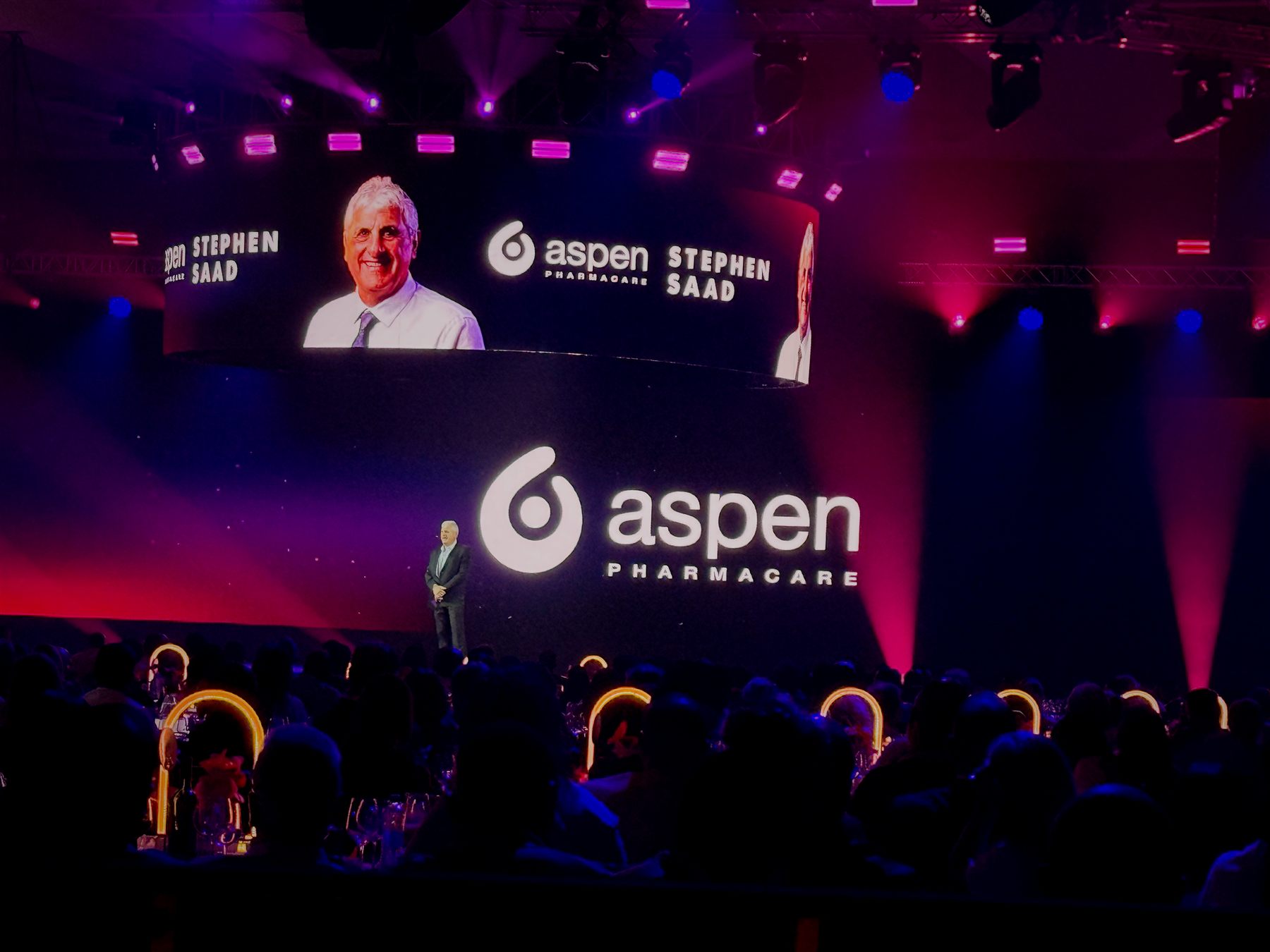 Mounjaro / Aspen Pharmacare — Stephen Saad keynote conference stage and screen design