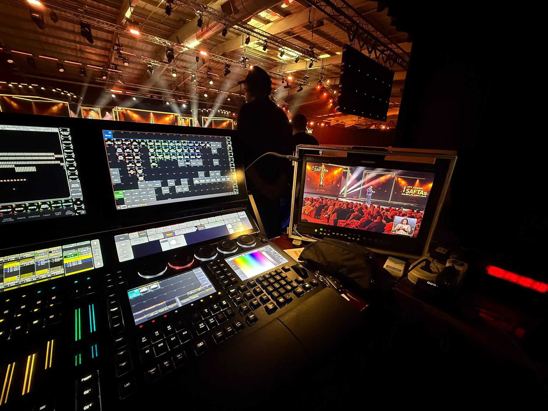 19th Annual SAFTAs 2026 — One Industry, One Future stage with gold trophy motifs